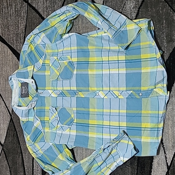 BKE ATHLETIC FIT PLAID PEARL SNAP-BUTTON PLAID LONG-SLEEVE SHIRT - Picture 1 of 13